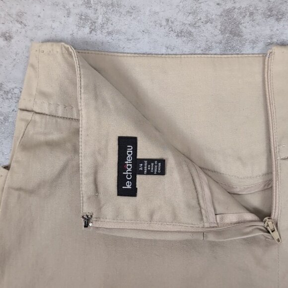 Le Chateau Khaki Pencil Skirt Button Slit Pockets Stretch Vintage Y2K Neutral - Picture 5 of 12